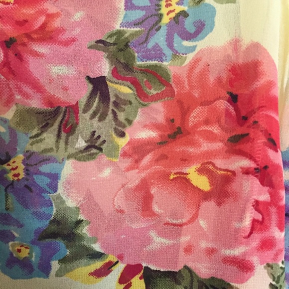 Cold Shoulder Floral Button Down Blouse - Picture 3 of 4